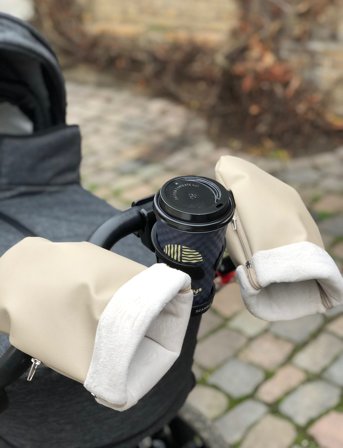 KongWalther Kong.walther Creme Fleece Stroller Gloves - Beige - ONE SIZE