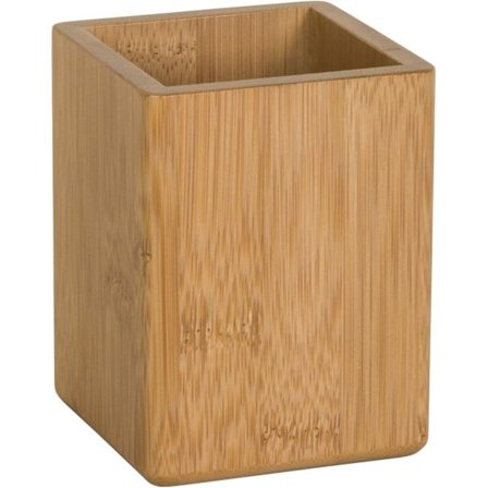 Skrivbordsställ i bambu, fyrkantigt pennställ i trä