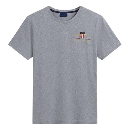 Gant, Archive Shield Embroidery T-Shirt Szary, Mężczyzna, Rozmiar: S