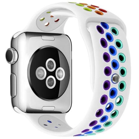 Apple Watch (41mm) regnbuefarvet silikone-urrem i to farver - Hvid White