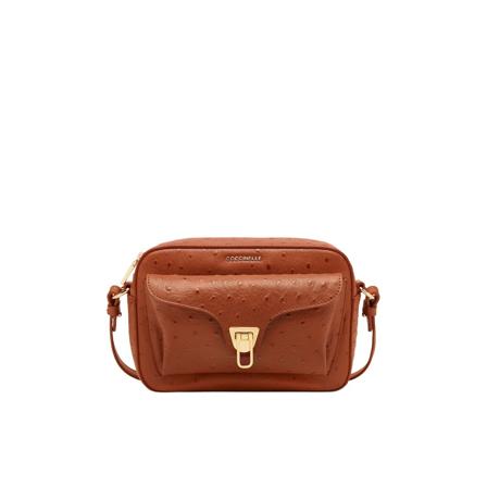 Coccinelle Beat Ostrich Small Tas , Bruin , Dames , Maat: ONE Size Schoudertassen