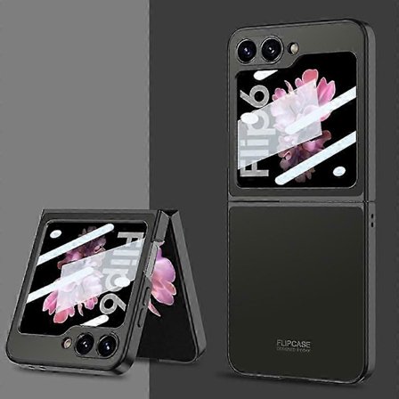 Til Samsung Galaxy Z Flip 6 Cover med Indbygget Skærmbeskytter, Slankt Letvægts Hudfølende Hårdt PC Stødsikkert Cover