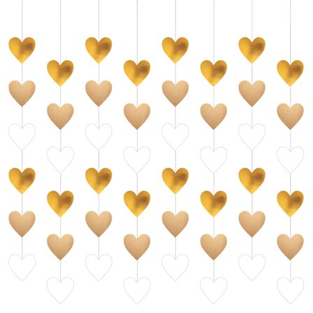 Hengende Pynt Hjerter Gull/Brune/Hvite