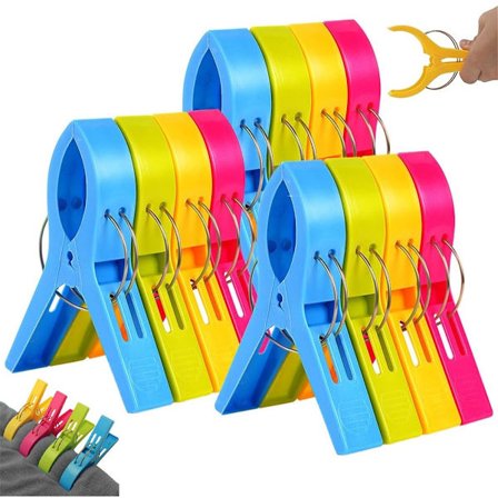 12x Strandhandduksklämmor - Klädnypor - Badhandduk - Strandhandduksklämmor - Plastklämmor - Stora Handduksklämmor - Handduksklämmor - Stora Klämmor - 