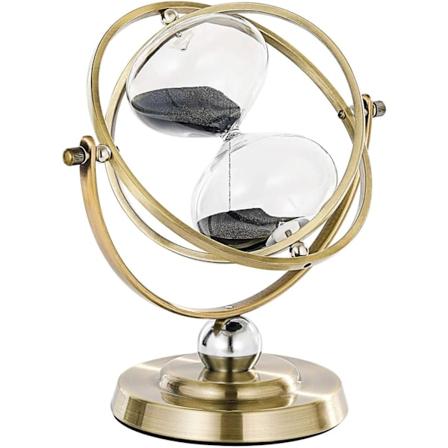 Stor Messing Timeglas Timer 60 Minutter, Antik Roterende Sort Sandur, Velegnet til Gave, Hjem, Kontor Dekoration