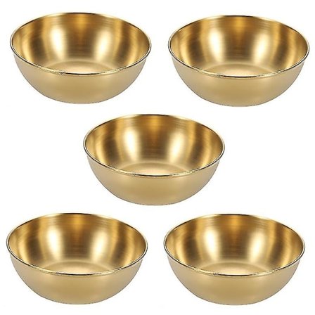 5 stk. sausskål i rustfritt stål, rund smaksskål, dippskål, miniskål