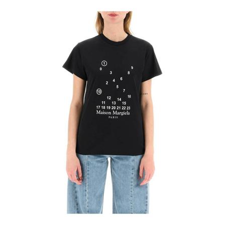 Maison Margiela, T-Shirts Zwart, Dames, Maat:M,Cotton