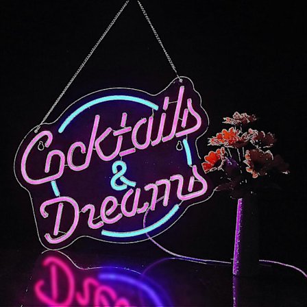 Cocktails And Dreams Neonskilt For Veggdekor Neonskilt Med Dimmer LED Neonskilt Soverom Ølbar Neonlysskilt Hotellfest Klubb Kontor