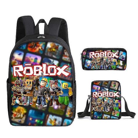 Roblox Skoletaske Børns Rygsæk Eller Madkasse Eller Penalhus Eller 3 stk Sæt Dinosaur Print Rygsæk Til Børn