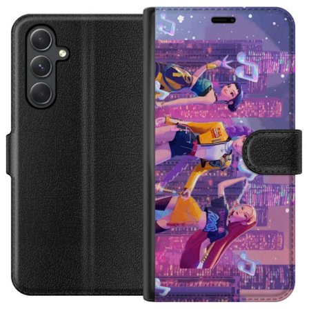 Kompatibel Tegnebogsetui til Samsung Samsung Galaxy A35 Futuristisk K-Pop Demon Hunters pigegruppe illustration med neonbyens popkultur æstetik og kr