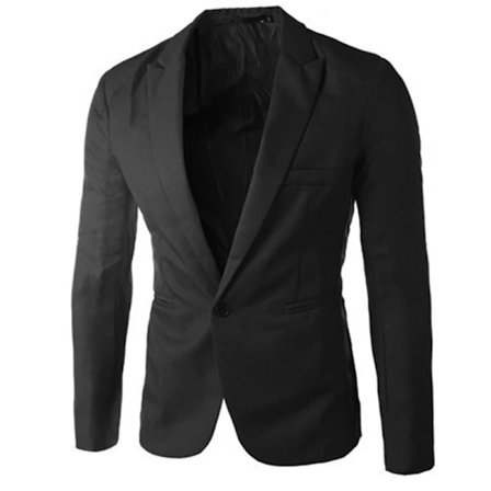 Herr Slim Fit En Knapp Enfärgad Blazer Business Casual Kostymjacka svart svart M[pl]