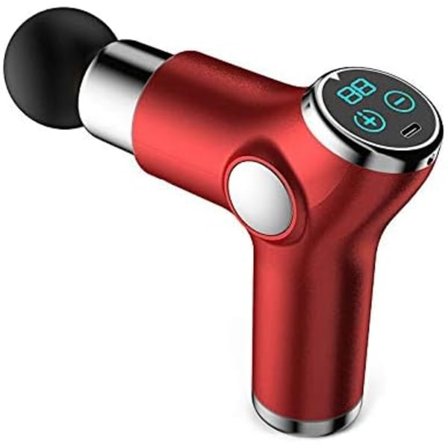 Massagepistol Handhållen Mini Muskelmassagepistol 32 Hastighetsjustering Fascia Pistol med 4 Massagehuvuden LED-display Ultra-tyst Röd