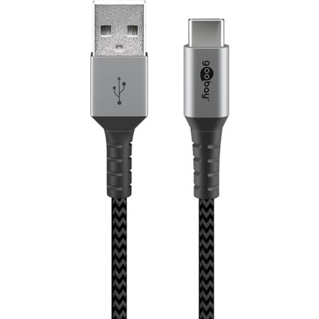 USB-C till USB-A textilkabel med metallkontakter 0,5 m