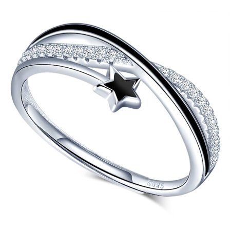 Kvinners 925 Sterling Sølv Åpen Ring Stjerner Uendelighetssymbol Justerbar Ring med Zirconia, Sølv