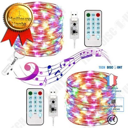 LED Lysguirlande - TECH DISCOUNT - 5M - 50 LEDs - Fjernbetjening - 8 Belysningsmåder