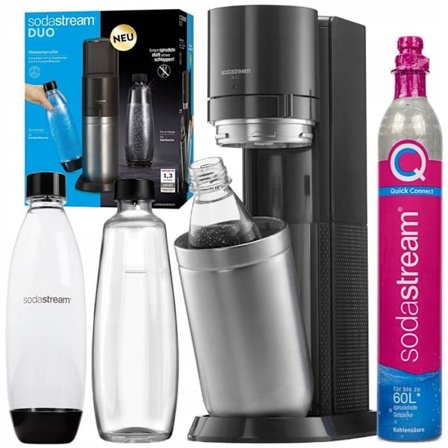 Sodamaskin - Sodastream - Duo Titan - 2 flaskor 1L - Quick Connect-kartong - Kompatibel med glas och plast