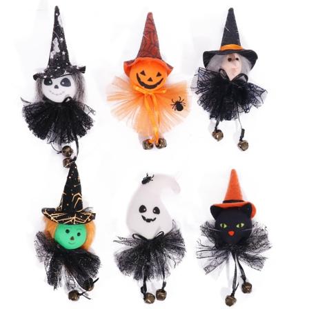 6 Halloween-juhlien somistetta, sarjakuvaharsohame, ripustettava kurpitsa, noita, riipus, kello