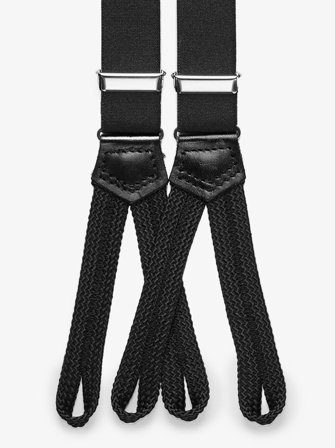 John Henric Men's Black Suspenders Formal Size 25mm