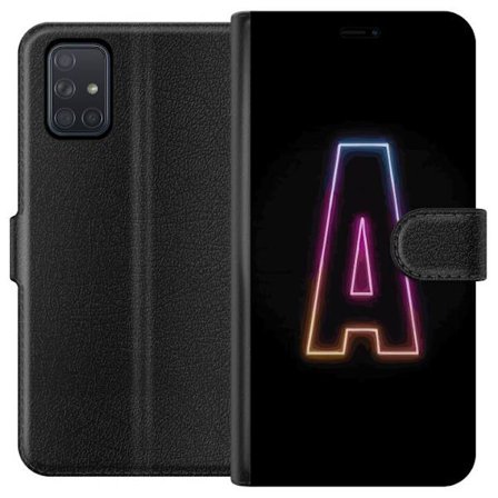 Yhteensopiva Lompakkokotelo Samsung Samsung Galaxy A71 Minimalistinen neonkirjain A sateenkaarenvärisessä valossa mustaa taustaa vasten modernissa t