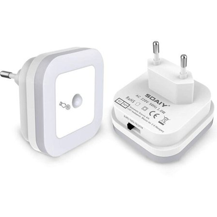 Dimbar LED-nattlampa med rörelsesensor set om 2 nattlampor uttag ljusstyrka