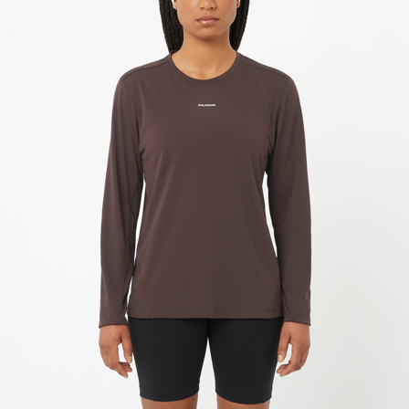 Salomon - T-shirts Kläder Shkout Core Ls Tee W - Coffee Bean