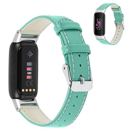 Fitbit Luxe klockarmband i äkta läder med topplager - Grön