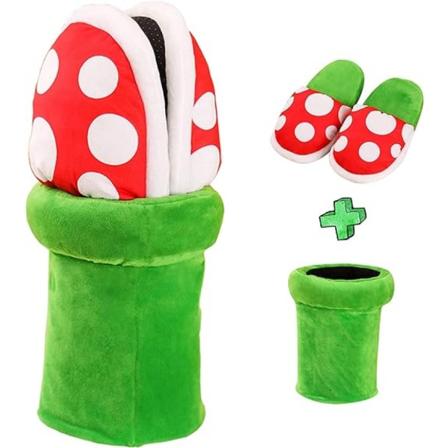 Søte vinterplysj tøfler, klassiske Piranha-planter for hjemmet, kannibalblomstform, morsom cosplay-sho