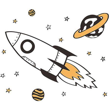 En uppsättning miljövänliga och allergivänliga väggdekaler Mjuk tygeffekt raket planet stjärnor Väggdekoration för vardagsrum sovrum kontor