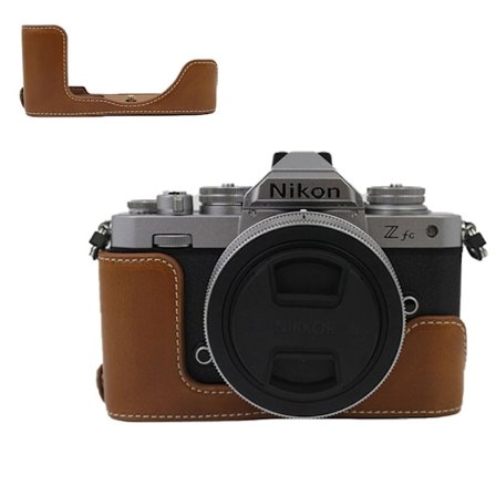 Nikon Z fc halvkrops lædercover med batteriåbning - Brun