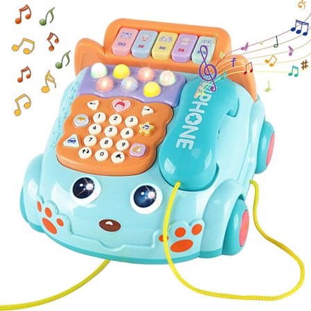 Babytelefonleksak, Baby Toy Phone Cartoon Baby Piano Music Light Toy Barn Pretend Phone, Barntelefon för barn med ljus Förälder-barn Interaktiv Till