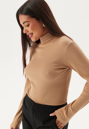 GANT Slim Rib Turtleneck Caramel Beige Klær