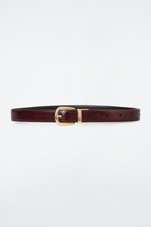 COS Men's Reversible Leather Belt in Red