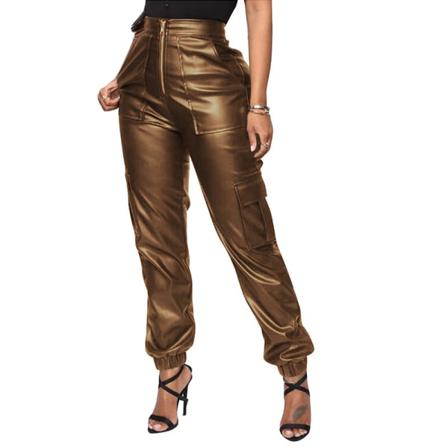 Damer Solid Color Loungewear Långbyxor Med Hög Midja
