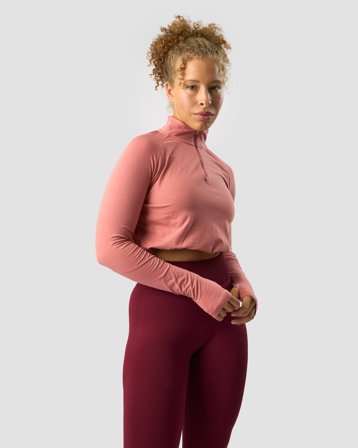 Define Cropped 1/4 Zip Adjustable Dk Rose