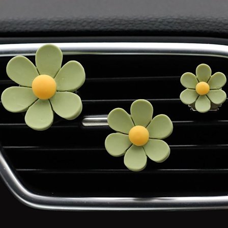 6 st Daisy Flower Air Vent Clips Blomster Bil Luftarom Clips Charms Luftkonditionering Outlet Clip Bil Inter Dekor Tillbehör Grön