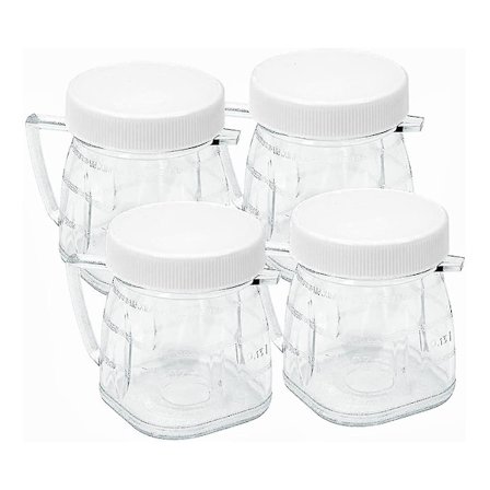 Vaihtoehtoinen Mini 1-kupillinen läpinäkyvä muovipurkki, sopii tehosekoittimiin (4 kpl)