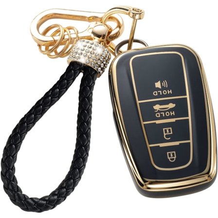 Toyota nøkkelringdeksel med snor, bilnøkkelveskebeskyttelse for 2018-2022 Camry Highlander RAV4 C-HR Avalon Prius Corolla GT86 Smart Key Holder