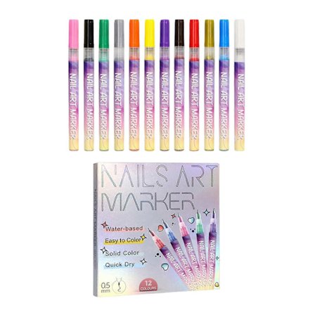 Neglekunst Pen Sæt 12 Farver 0,5 mm Ultra Fin Spids DIY Manicure Malerværktøj til Bærbare Negle[HK]