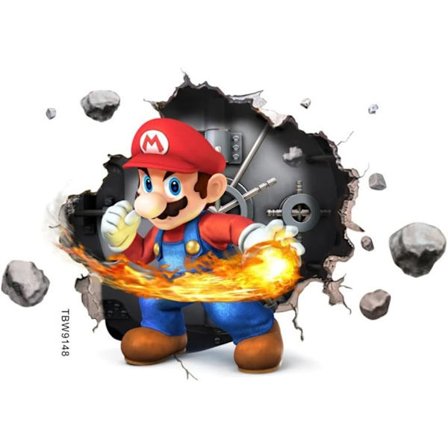 3D Mario väggdekal, 3D väggdekaler för barnrum, självhäftande