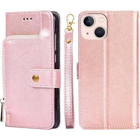 Kotelo iPhone 14/14 Plus/14 Pro/14 Pro Max -puhelimille, Premium-nahkainen vetoketjullinen lompakkokotelo korttipidikkeellä, jalustalla ja 