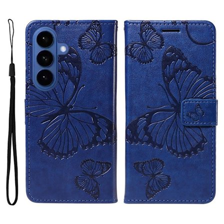 Samsung Galaxy S26 / S26 Pro Plånboksfodral Blommönster Konstläder - Blå