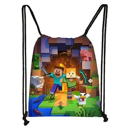 Minecraft Snørepose Barn Stor Kapasitet Organizer Bag-10