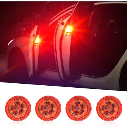 4 ST Bildörrssäkerhet LED-varningsljus 12V trådlös LED Blinkande antikollisionsljus röd