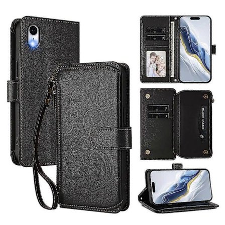 Plånboksfodral för iPhone XR Broderad Fjäril 5 Kort ... [DB]