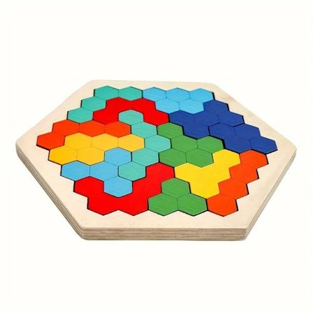 3D Hexagonala Träpussel Utbildningsspel För Barn Förskolebarn Tangrambräde Hjärn-IQ-Test Spel Montessori Leksaker Presenter
