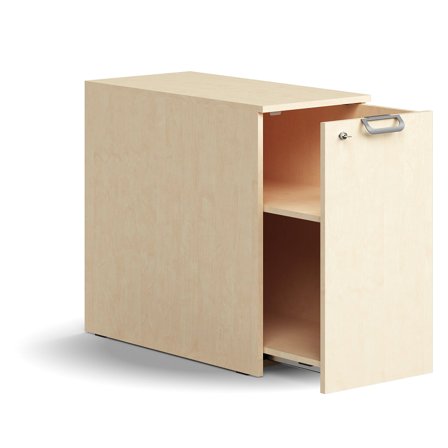 Seitenschrank QBUS rechts, abschließbar, 740x400x800 mm, Birke