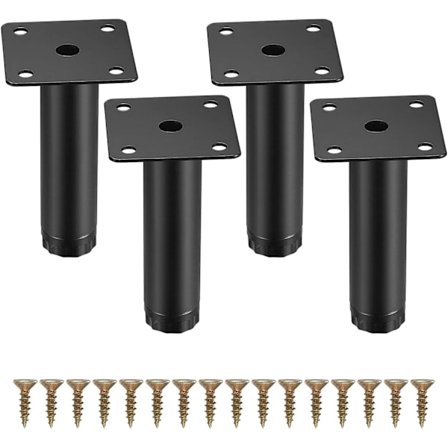 4 kpl Huonekalujen Jalat, 10 cm / 15 cm Säädettävät Huonekalujen Jalat, Metalliset Asennustukijalat Huonekaluille/Pöydälle/Tuolille/Työpöydälle/