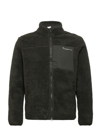Teddy Fleece Zip Sweat - Grs/Vegan Sweatshirts & Hoodies Fleeces & Midlayers Khakigrønn Knowledge Cotton Apparel