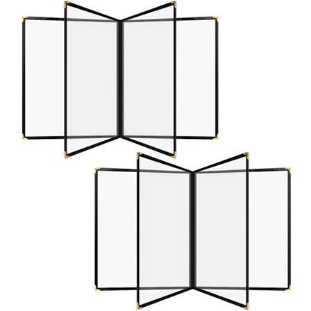 A4-størrelse papir gennemsigtig restaurant menukort holder med kunstig læderkant og metalhjørner