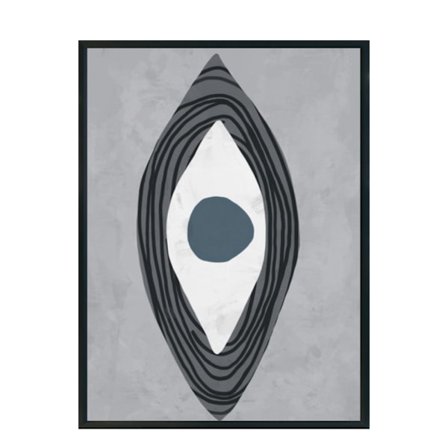 Abstrakt øjenlærredskunst – grå og sort, 60x90 cm